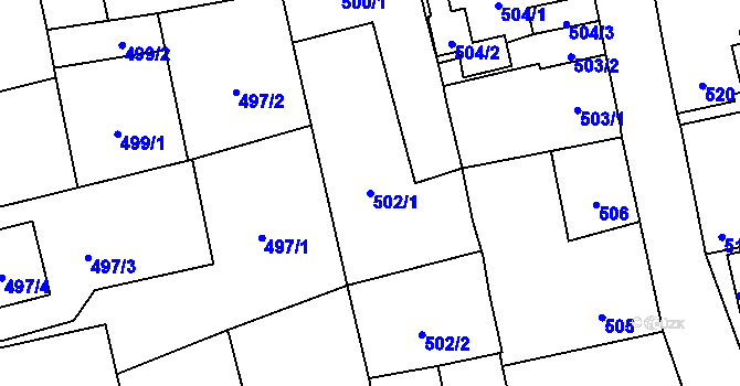 Parcela st. 502/1 v KÚ Líně, Katastrální mapa