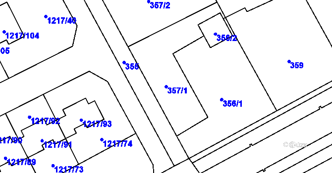 Parcela st. 357/1 v KÚ Líně, Katastrální mapa