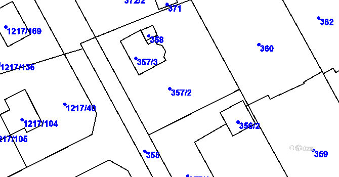 Parcela st. 357/2 v KÚ Líně, Katastrální mapa
