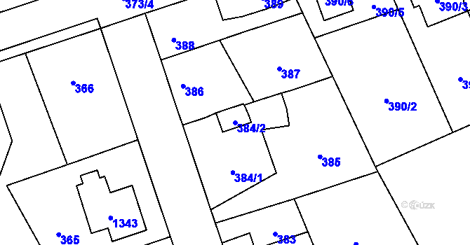 Parcela st. 384/2 v KÚ Líně, Katastrální mapa