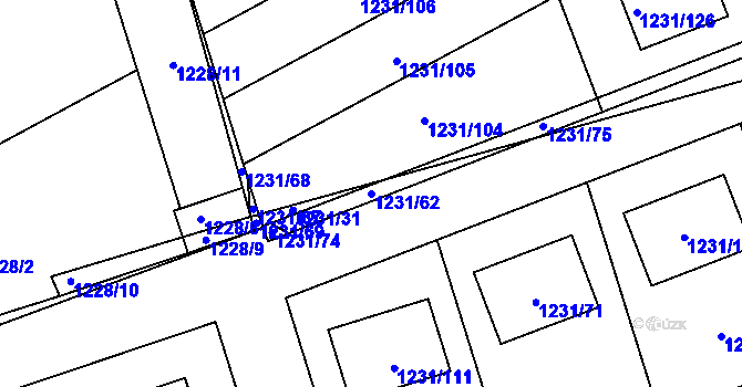 Parcela st. 1231/62 v KÚ Líně, Katastrální mapa