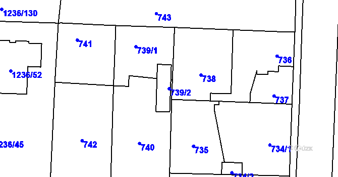 Parcela st. 739/2 v KÚ Líně, Katastrální mapa