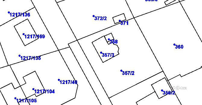 Parcela st. 357/3 v KÚ Líně, Katastrální mapa