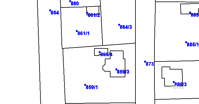 Parcela st. 859/4 v KÚ Líně, Katastrální mapa