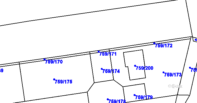 Parcela st. 759/171 v KÚ Líně, Katastrální mapa