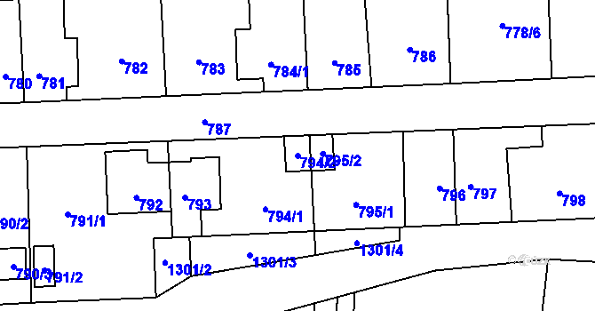 Parcela st. 794/2 v KÚ Líně, Katastrální mapa