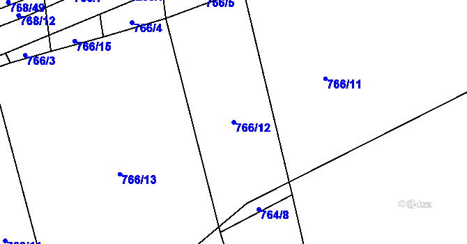 Parcela st. 766/12 v KÚ Líně, Katastrální mapa