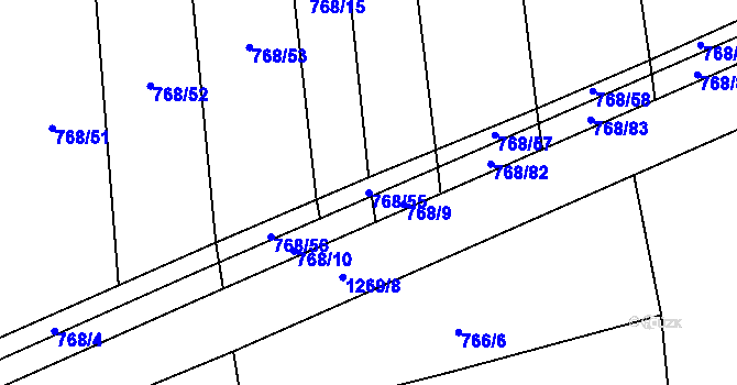 Parcela st. 768/55 v KÚ Líně, Katastrální mapa