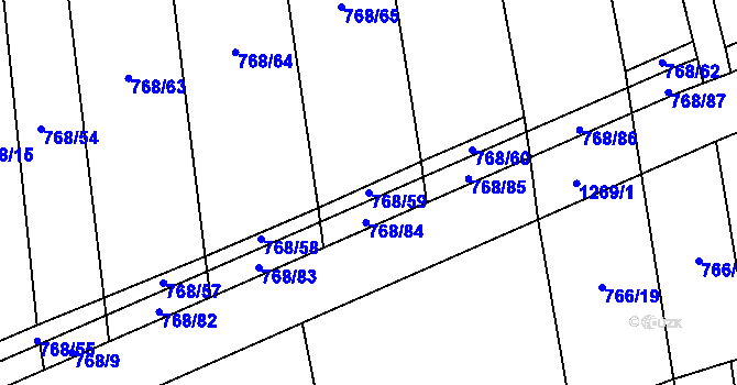 Parcela st. 768/59 v KÚ Líně, Katastrální mapa