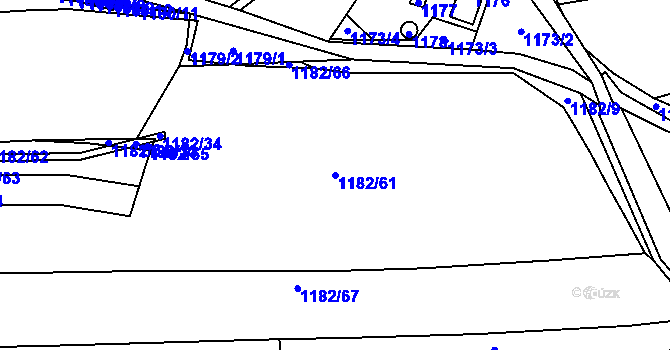 Parcela st. 1182/61 v KÚ Líně, Katastrální mapa