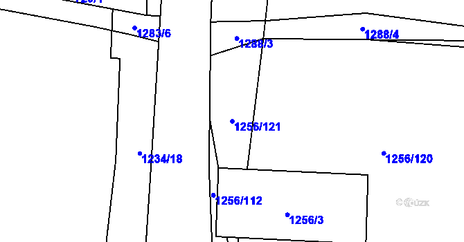Parcela st. 1256/121 v KÚ Líně, Katastrální mapa