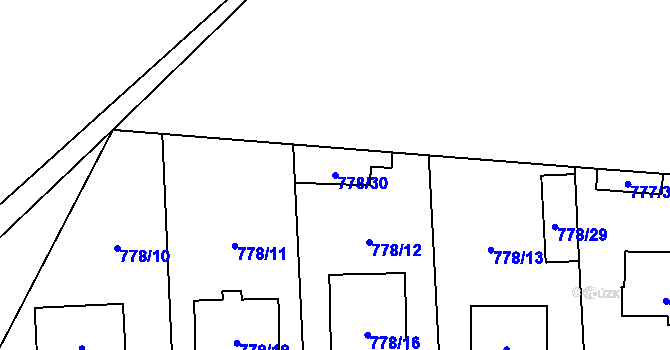Parcela st. 778/30 v KÚ Líně, Katastrální mapa