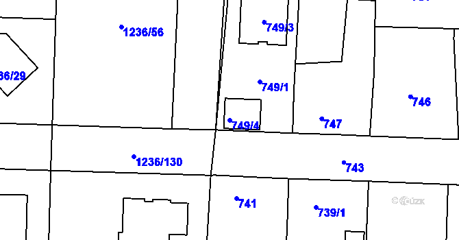 Parcela st. 749/4 v KÚ Líně, Katastrální mapa
