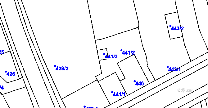 Parcela st. 441/3 v KÚ Líně, Katastrální mapa