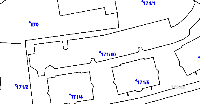Parcela st. 171/10 v KÚ Líně, Katastrální mapa