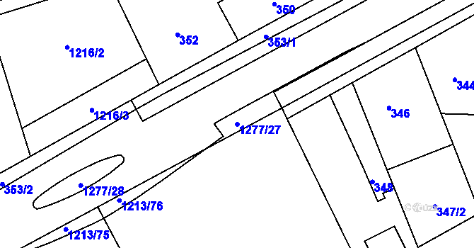 Parcela st. 1277/27 v KÚ Líně, Katastrální mapa