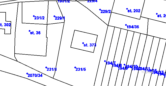 Parcela st. 373 v KÚ Linhartice, Katastrální mapa