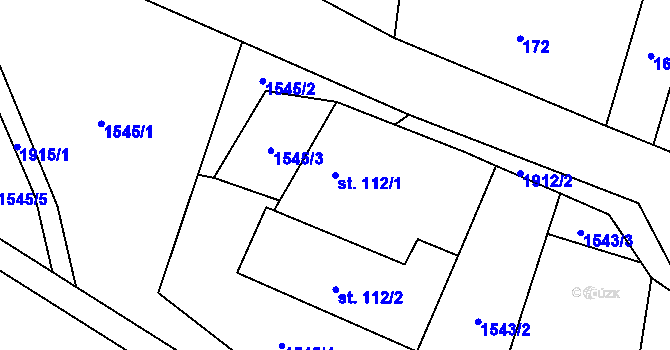 Parcela st. 112/1 v KÚ Linhartice, Katastrální mapa