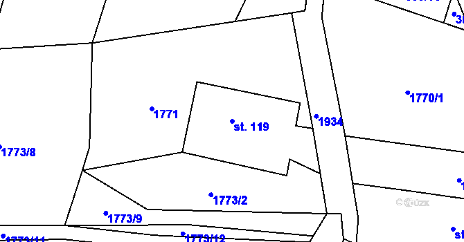 Parcela st. 119 v KÚ Linhartice, Katastrální mapa