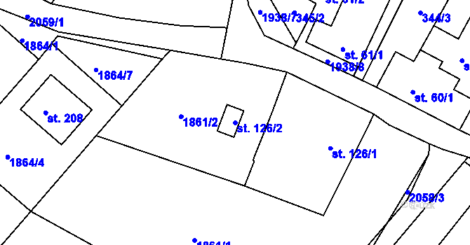 Parcela st. 126/2 v KÚ Linhartice, Katastrální mapa