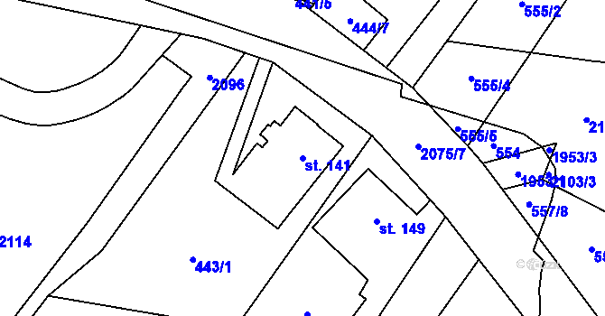 Parcela st. 141 v KÚ Linhartice, Katastrální mapa