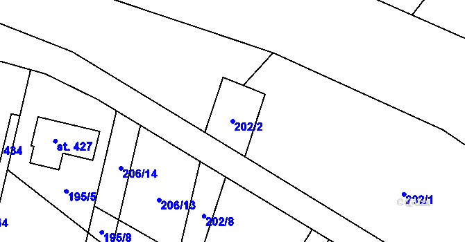 Parcela st. 202/2 v KÚ Linhartice, Katastrální mapa