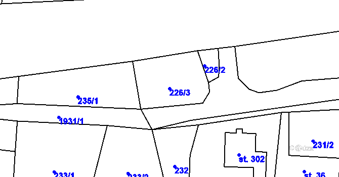 Parcela st. 226/3 v KÚ Linhartice, Katastrální mapa