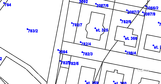 Parcela st. 782/4 v KÚ Linhartice, Katastrální mapa