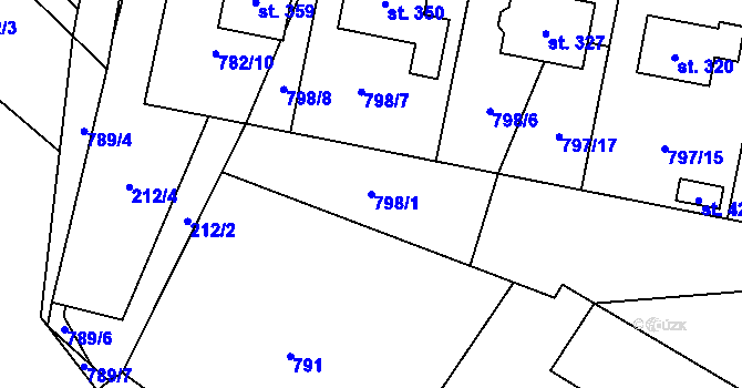 Parcela st. 798/1 v KÚ Linhartice, Katastrální mapa