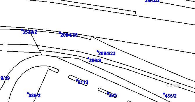 Parcela st. 2094/23 v KÚ Linhartice, Katastrální mapa