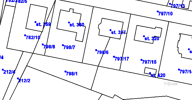 Parcela st. 798/6 v KÚ Linhartice, Katastrální mapa