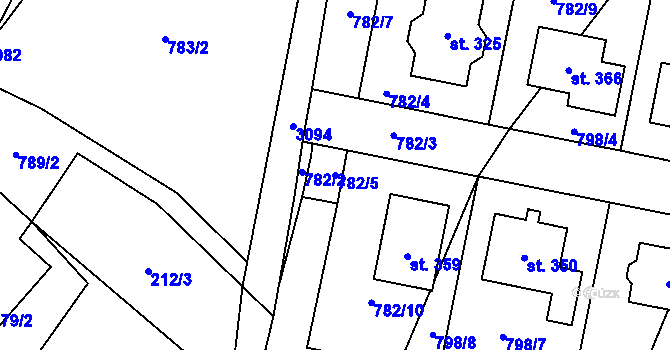Parcela st. 782/5 v KÚ Linhartice, Katastrální mapa
