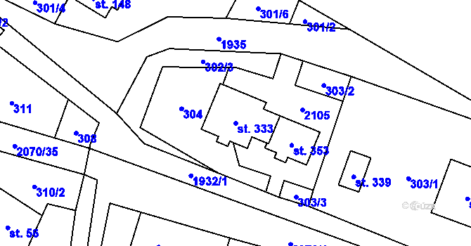 Parcela st. 333 v KÚ Linhartice, Katastrální mapa