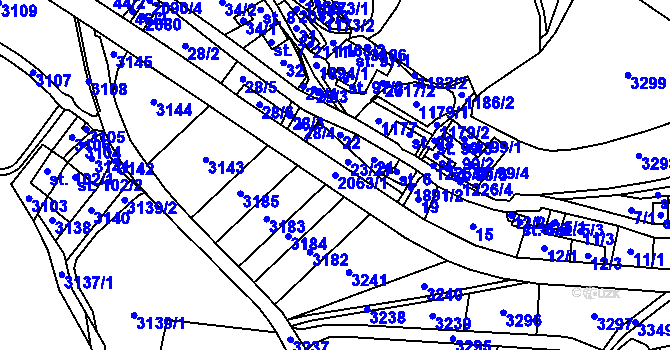 Parcela st. 2063/1 v KÚ Linhartice, Katastrální mapa
