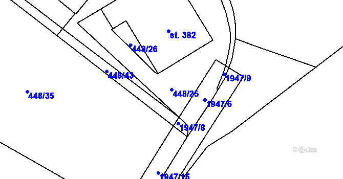 Parcela st. 448/25 v KÚ Linhartice, Katastrální mapa