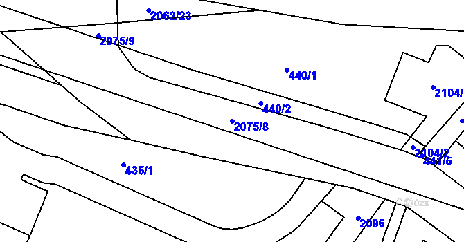 Parcela st. 2075/8 v KÚ Linhartice, Katastrální mapa