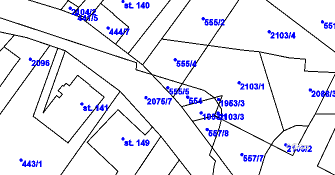 Parcela st. 555/5 v KÚ Linhartice, Katastrální mapa
