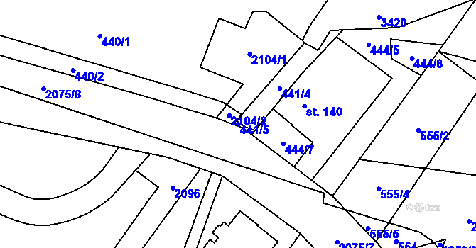 Parcela st. 441/5 v KÚ Linhartice, Katastrální mapa