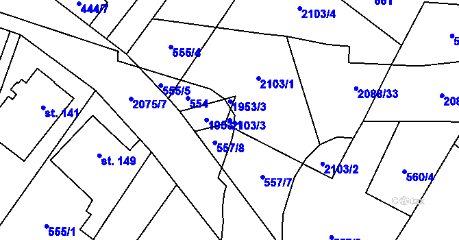 Parcela st. 2103/3 v KÚ Linhartice, Katastrální mapa