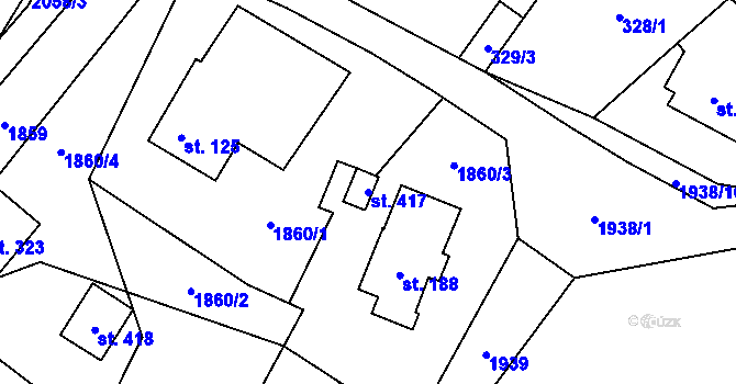 Parcela st. 417 v KÚ Linhartice, Katastrální mapa