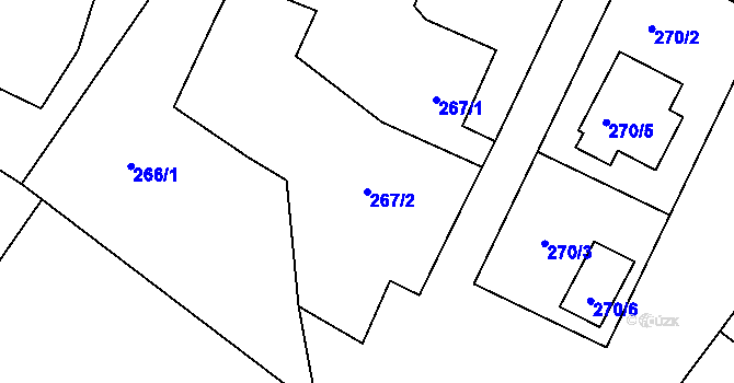 Parcela st. 267/2 v KÚ Linhartovy, Katastrální mapa