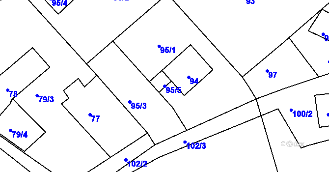 Parcela st. 95/5 v KÚ Linhartovy, Katastrální mapa