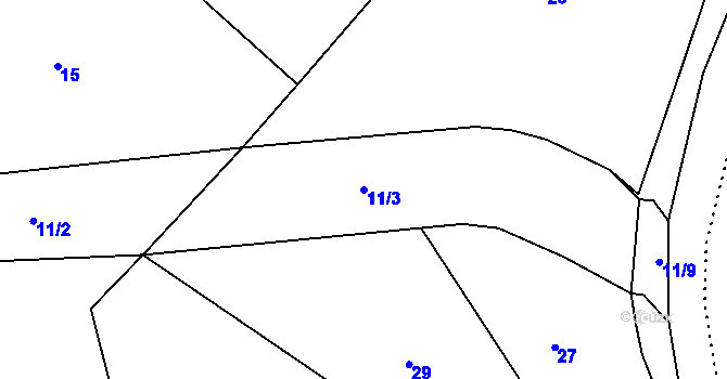 Parcela st. 11/3 v KÚ Linhartovy, Katastrální mapa