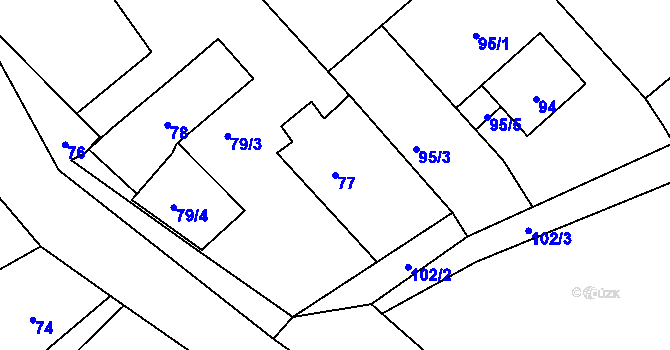 Parcela st. 77 v KÚ Linhartovy, Katastrální mapa