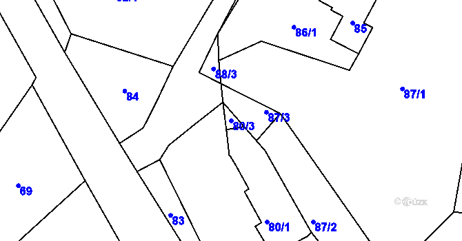 Parcela st. 80/3 v KÚ Linhartovy, Katastrální mapa