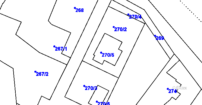 Parcela st. 270/5 v KÚ Linhartovy, Katastrální mapa