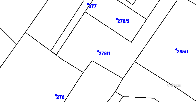 Parcela st. 278/1 v KÚ Linhartovy, Katastrální mapa