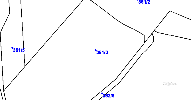 Parcela st. 361/3 v KÚ Linhartovy, Katastrální mapa