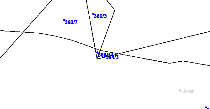 Parcela st. 364/3 v KÚ Linhartovy, Katastrální mapa