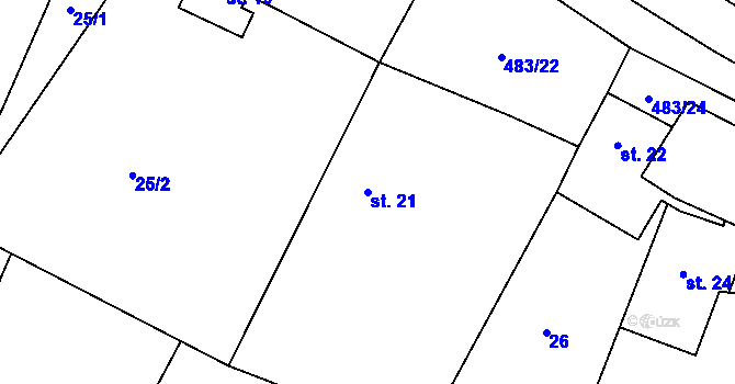 Parcela st. 21 v KÚ Líny, Katastrální mapa